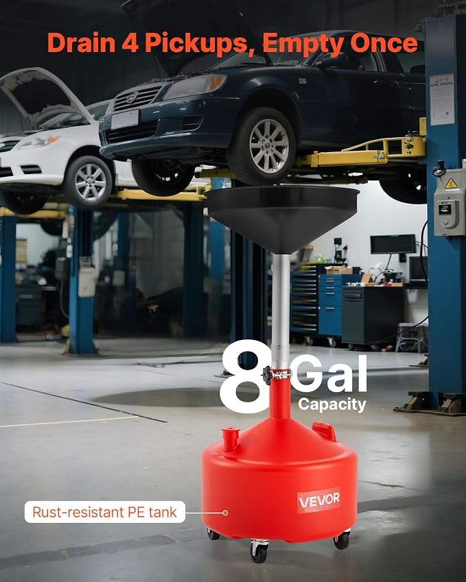 VEVOR 8 Gallon Waste Oil Drain Tank, Industrial Fluid Drain Tank - Image 3