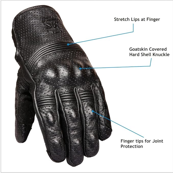 Leather Motorcycle Gloves for Men and Women | Touchscreen | Full Finger | - Image 3