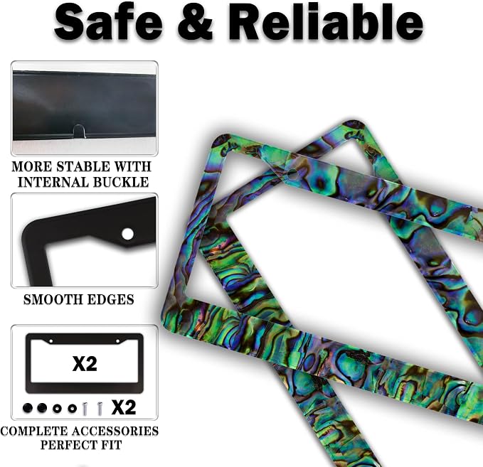 License Plate Frames Multicolor Fun License Plate Frame Cover Faux Abalone - Image 4
