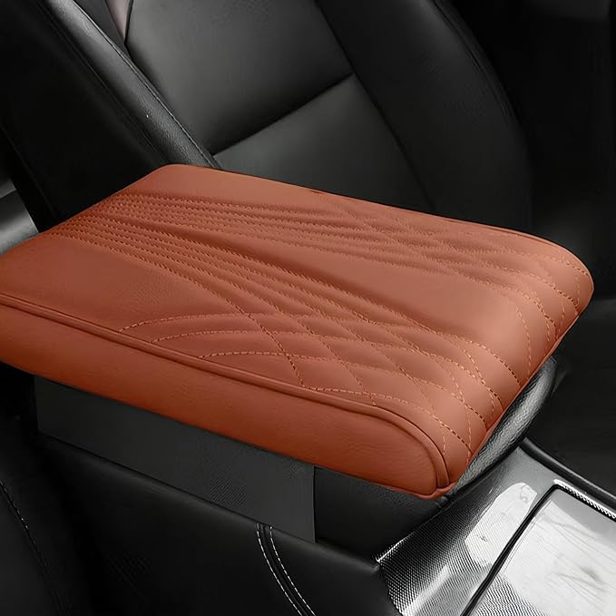 Leather Car Armrest Box Mat by Unknown