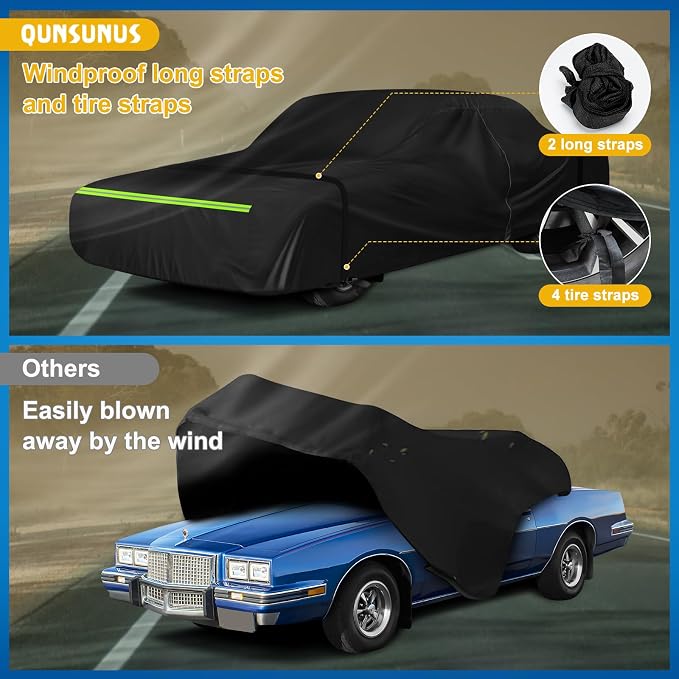 QUNSUNUS Waterproof Car Cover for Pontiac Grand Prix 1978-1996, Outdoor Car - Image 4