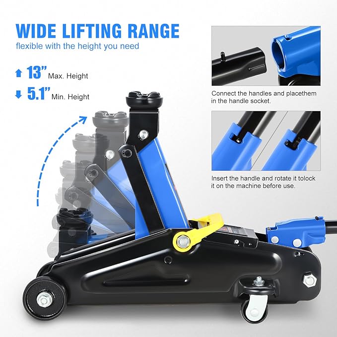 DNA MOTORING Low Profile Hydraulic Trolley Service/Floor Jack, 2 Ton Capacity - Image 3