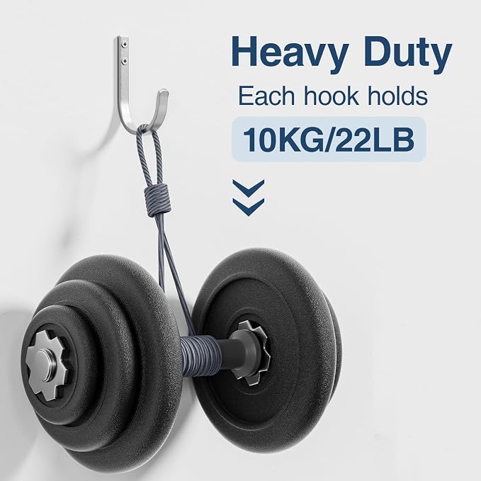10-Pack Wall Hooks for Hanging Towel/Coat - 22LB Screw in Metal Hanger Wall - Image 2