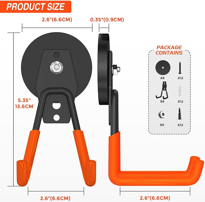 6Pcs Heavy Duty Storage Magnetic Utility Hooks Large Garage Strong Extra Magnet - Image 2