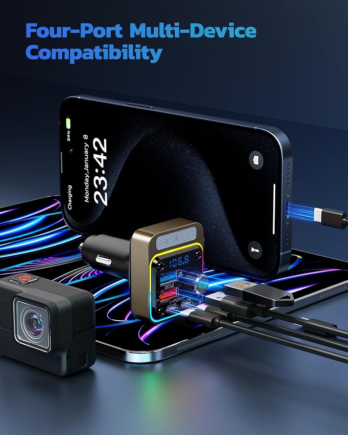 Nulaxy 54W Bluetooth 5.3 Car Adapter - Image 7