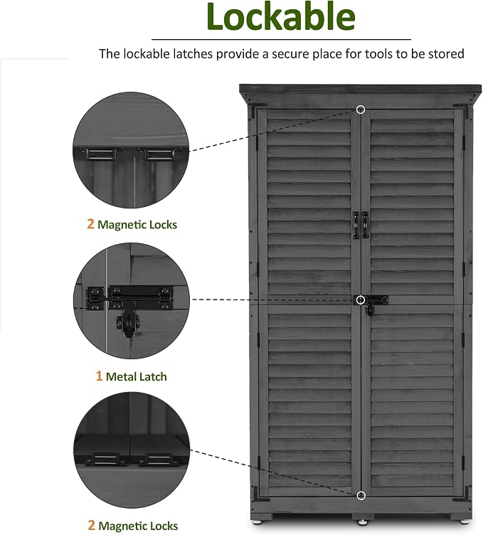 MCombo Outdoor Storage Cabinet, Garden Storage Shed, Outside Vertical Shed - Image 7