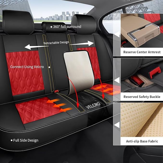 Car Covers Fit for Toyota Camry 2012-2025: Full Set 5 Seats Faux Leather - Image 2