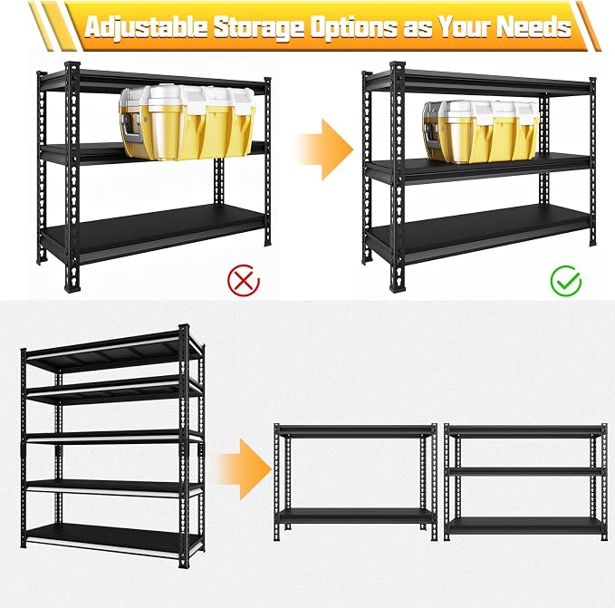 48" W Garage Shelving Heavy Duty, 2800LBS Loads Adjustable Garage Storage - Image 5