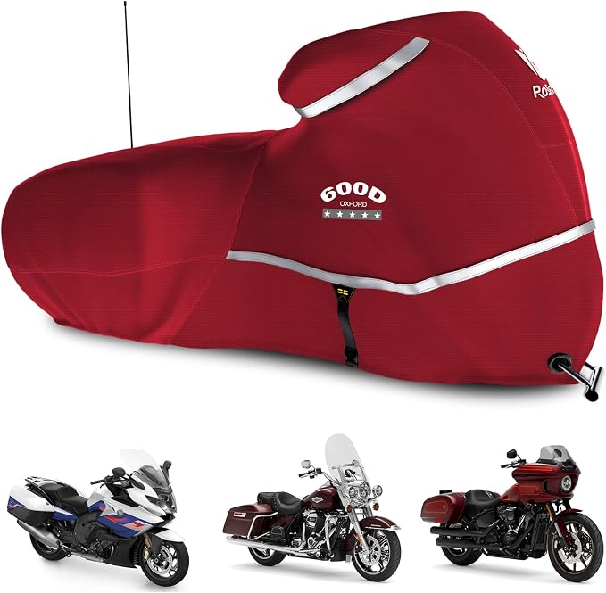 Rosefray Motorcycle Cover with Side Box Heavy Duty 600D Waterproof by Rosefray