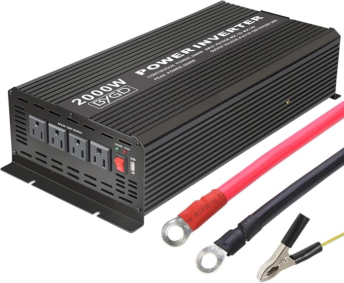 BYGD 2000W Power Inverter 12V DC to 110V AC Inverter Converter by BYGDOfficialStore