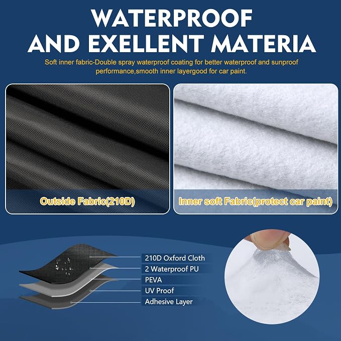 QUNSUNUS 6 Layer Car Cover for Ford Mustang 1964-1968 Waterproof All Weather - Image 3