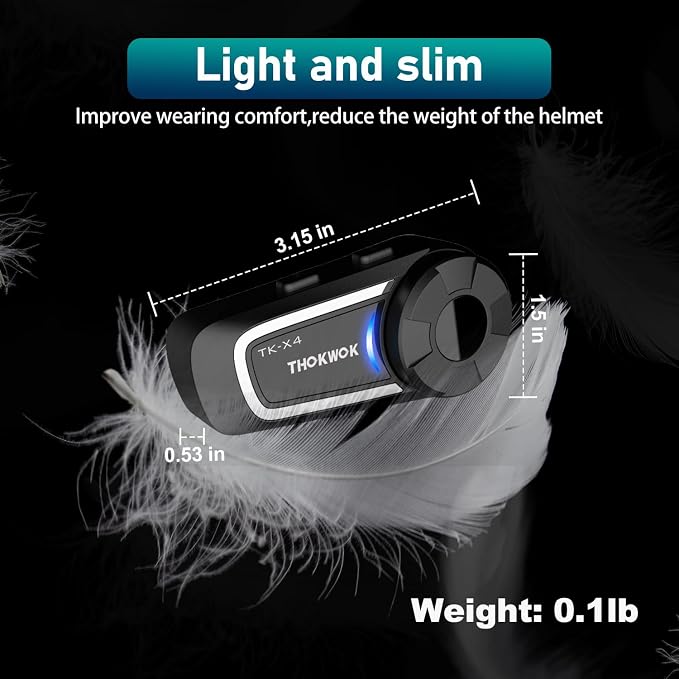 TK-X4 Motorcycle Bluetooth Headset, 6 Riders 2000m Helmet Intercom - Image 6
