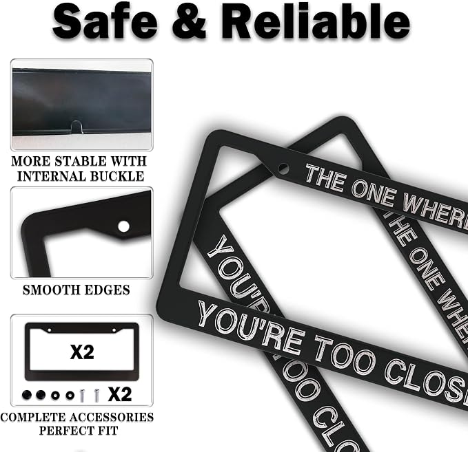 License Plate Cover Black and White License Plate Frames The One Where You’re - Image 4