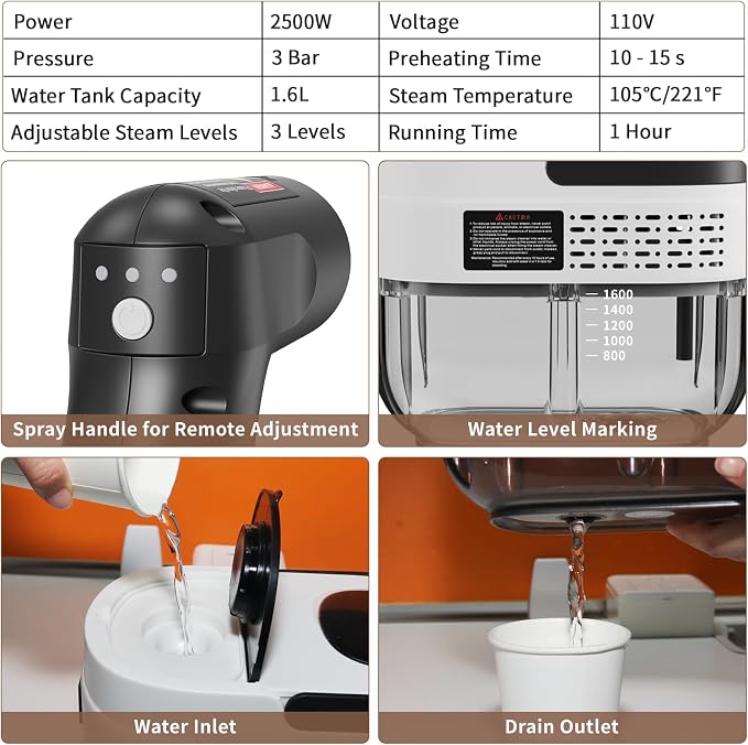 Handheld Steam Cleaner for Home, 2500W High Temperature Pressurized Machine - Image 6