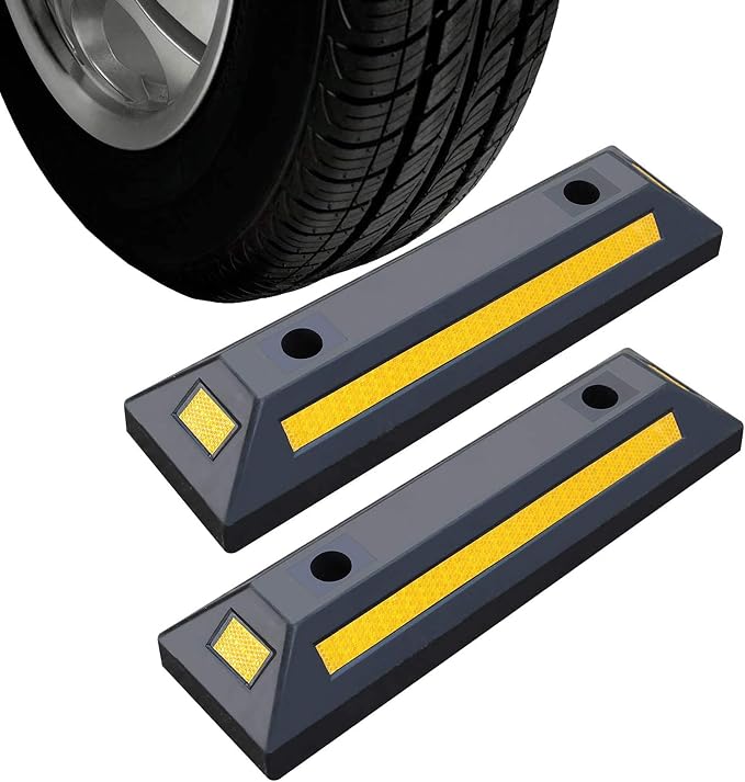 2 Pack Rubber Parking Guide Blocks Heavy Duty Wheel Stop Stoppers by RELIANCER