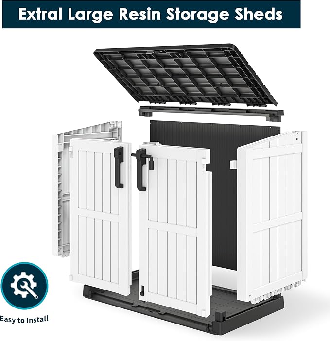 Outdoor Storage Shed 36 Cu. Ft. Resin Garden Horizontal Storage Large Capacity - Image 9