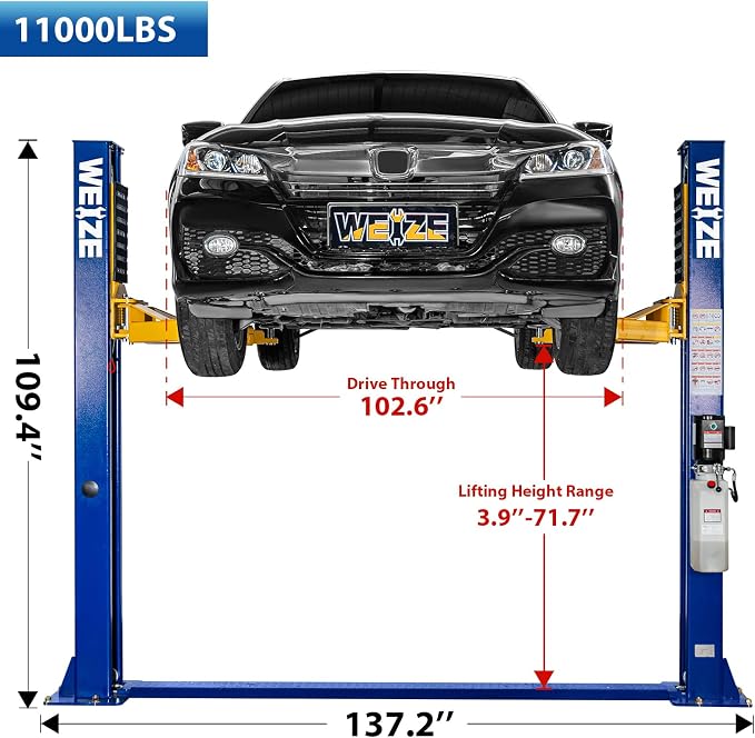WEIZE 11000lbs Two Post Lift Auto Lift 2-Post Lift Car Lift Auto Lift 2 Post - Image 3