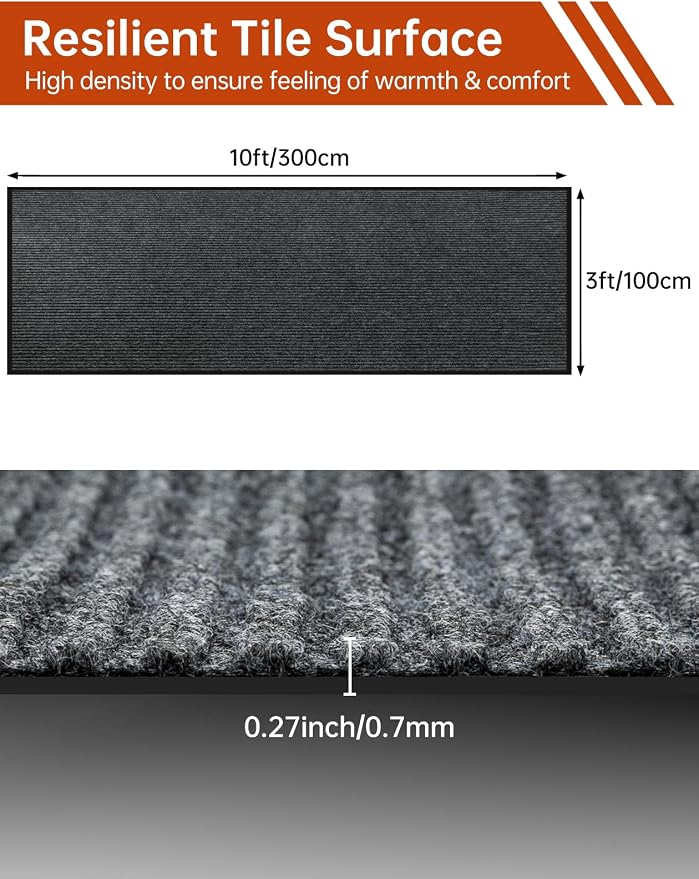 Urban Vista 3' x 10' Commercial Grade Striped Brush Step Entrance Mat, Vinyl - Image 2