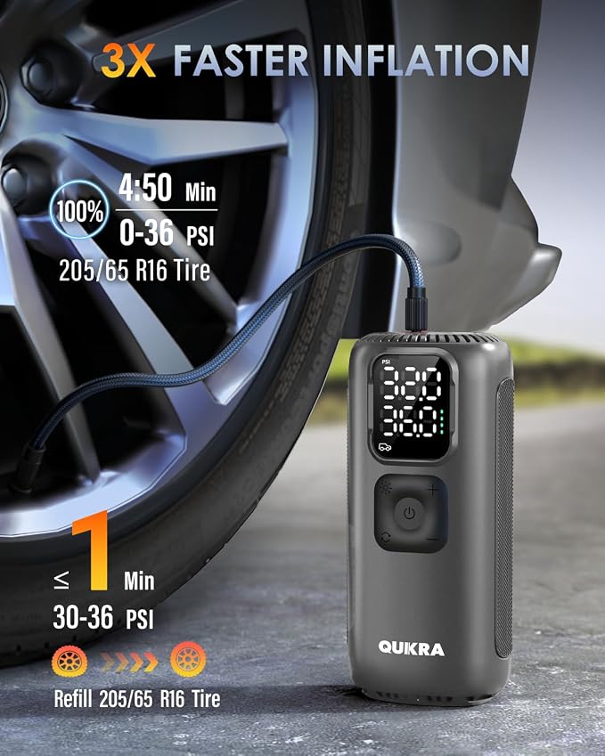 T22 Tire Inflator Protable Air Compressor, 160PSI Air Pump, 3× Faster Auto - Image 2