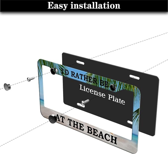 License Plate Frames Multicolor Car License Plate Frame I'd Rather Be at The - Image 7