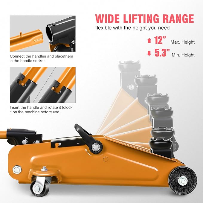 DNA MOTORING Low Profile Hydraulic Trolley Service/Floor Jack, 1.5 Ton Capacity - Image 3