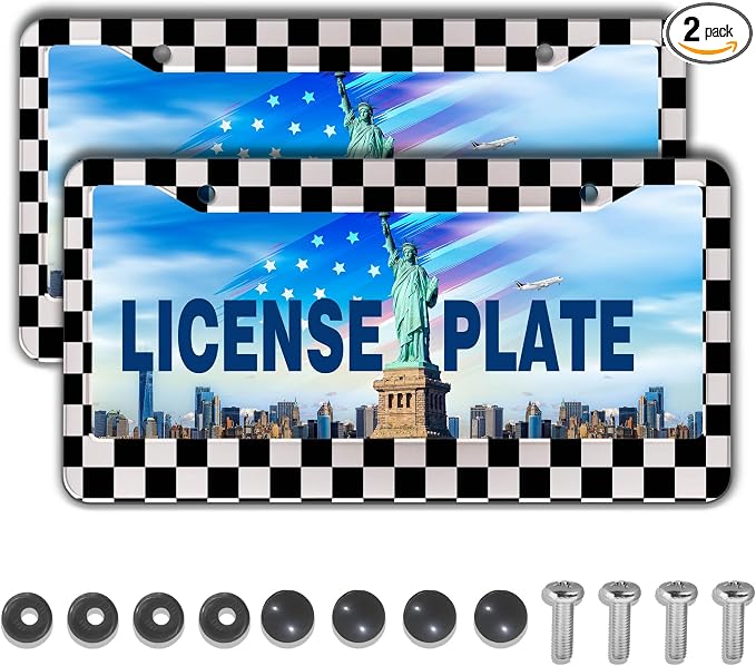 License Plate Frames Black and White License Plate Bracket Black and White by Unknown