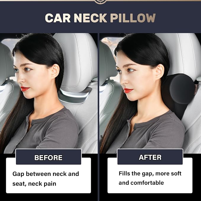 Coverado Car Headrest Pillow, Ergonomic Memory Foam Car Neck Pillow - Image 3