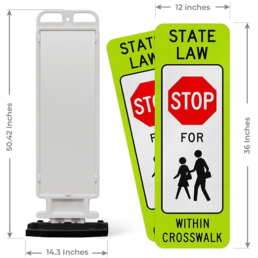 State Law Stop for Pedestrian in Crosswalk MUTCD R1-6a Sign, Double Sided 3M - Image 3