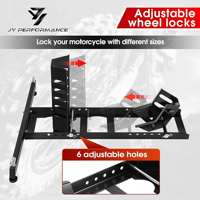 JY PERFORMANCE Motorcycle Wheel Chock, Universal Heavy Duty Front Wheel Stand - Image 2