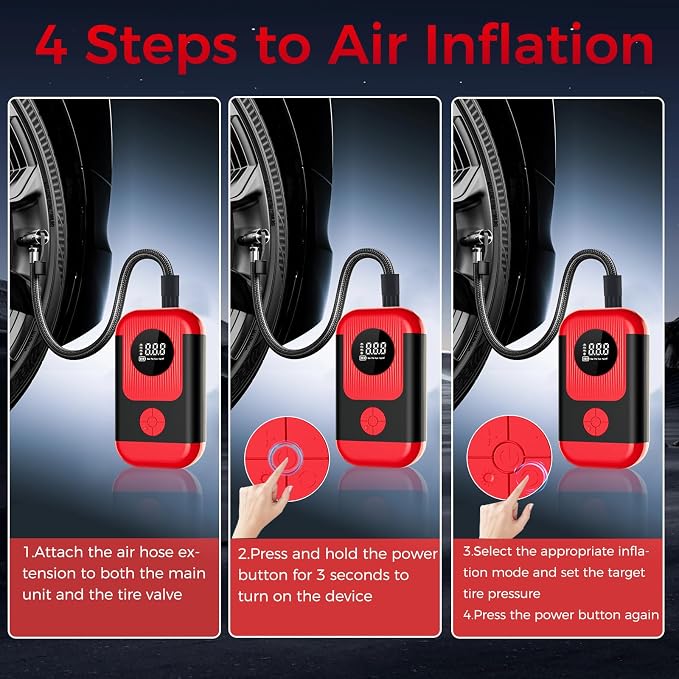Tire Inflator Portable Air Compressor & Car Jump Starter, Cordless Air Pump - Image 9