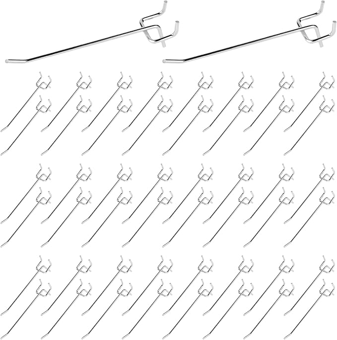 50Pcs 6"/15CM Pegboard Hooks Assortment Set, Metal Peg Board Hooks by Yauhar