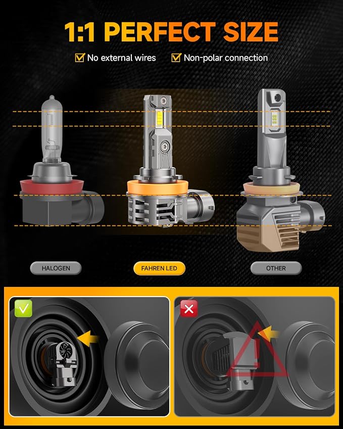 FAHREN H11/H9/H8 9005/HB3 Light Bulbs Combo, 000LM 10X Super Brightness - Image 3