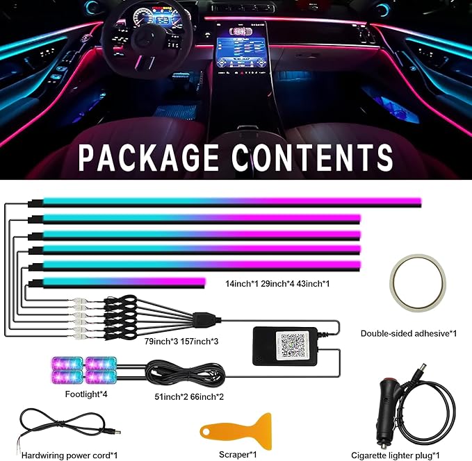 Dreamcolor Interior Car Lights, WEBUPAR Car Accessories 10 in 1 Car LED Strip - Image 5