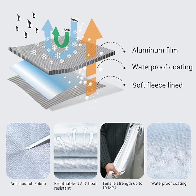 Tecoom Car Cover Waterproof All Weather, Fleece Lining Car Covers - Image 9