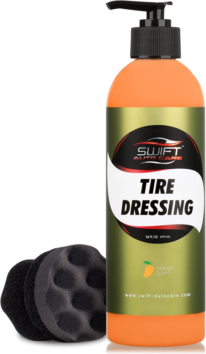 Swift Tire Dressing Combo w/Tire Applicator – Long Lasting High-Gloss Tire by Swift+Auto+Care