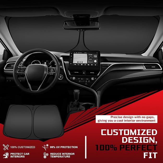 Windshield Sun Shade for 2018-2025 GMC Terrain Foldable Sun Sunshade for Car - Image 2