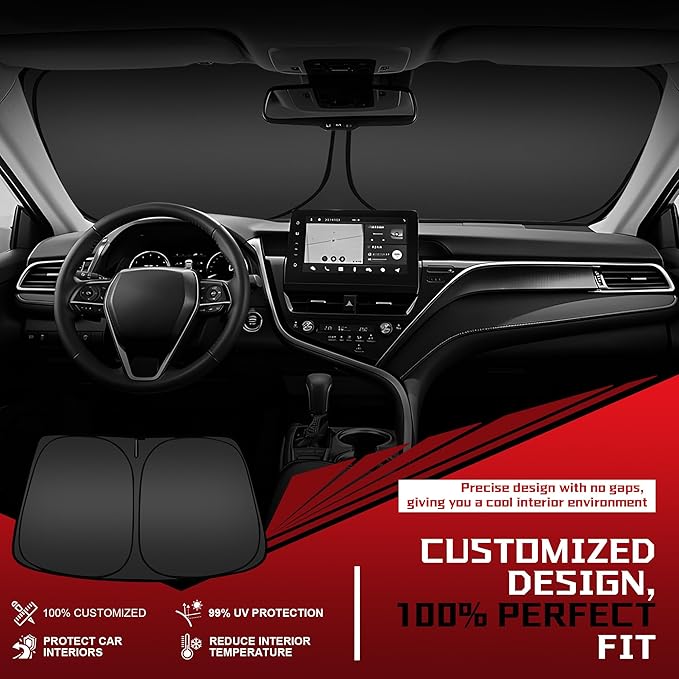 Windshield Sun Shade for 2020-2025 Ford Explorer SUV Foldable Sun Sunshade for - Image 2