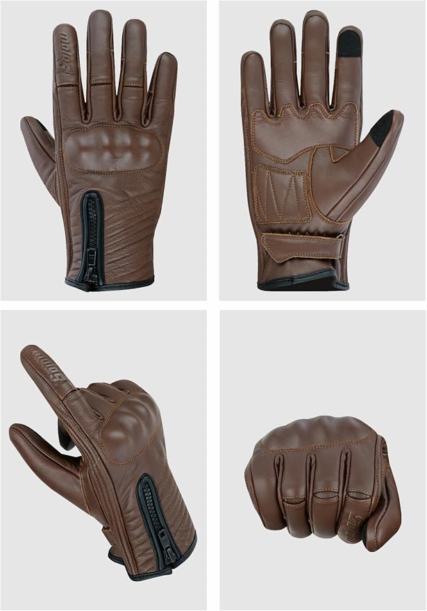 Full Finger Leather Motorcycle Gloves - Image 2