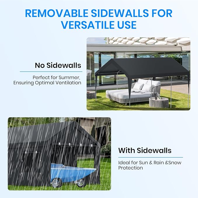 Carport 12x20 FT Heavy Duty, Outdoor Portable Garage - Image 6