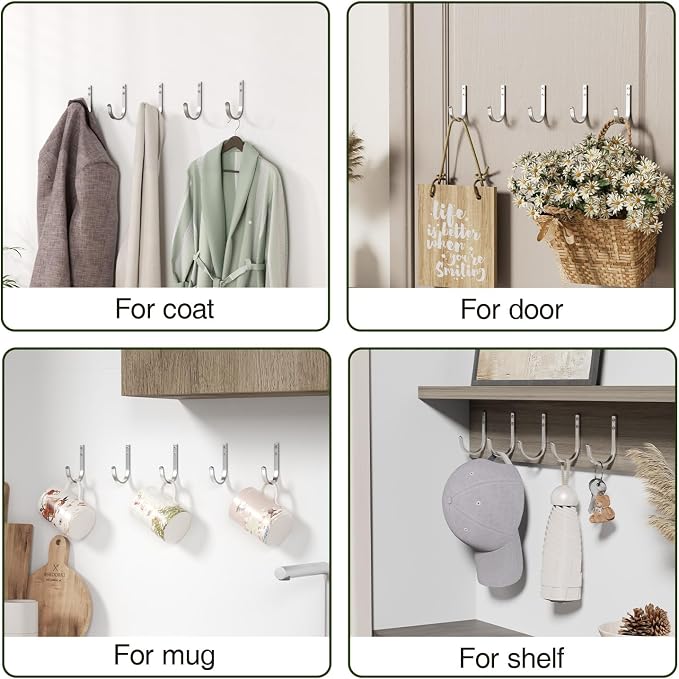 Wall Hooks for Hanging Towel/Coat - 22LB Screw in Metal Hanger Wall Mount - Image 7