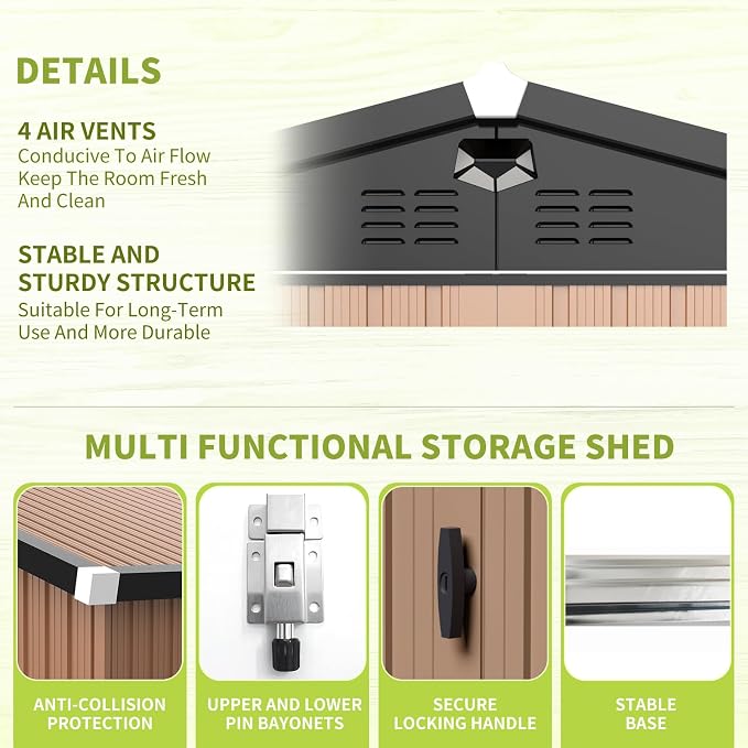 Metal Storage Shed, Outdoor Storage Building 10x12, Large Backyard Sheds - Image 4