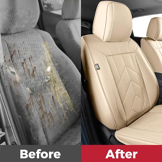 Beige Car Seat Covers Full Set - Image 7