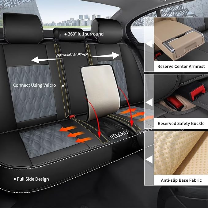 Leather Seat Covers for Car Fit for Toyota Camry 2012-2025 Full Set Car Seat - Image 2