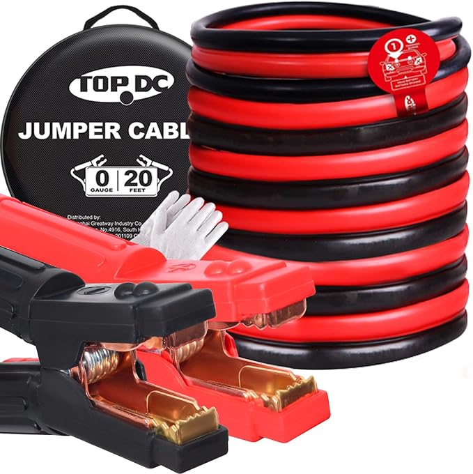 TOPDC Jumper Cables Heavy Duty 0 Gauge 20 Feet 1000Amp Booster Cables by TOPDC