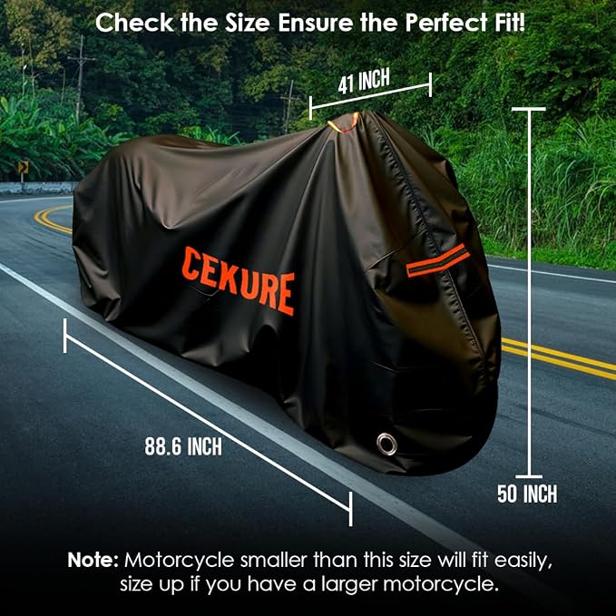 Your Ride! Heavy Duty Motorcycle Cover Waterproof Outdoor 210 Oxford Fabric - Image 2