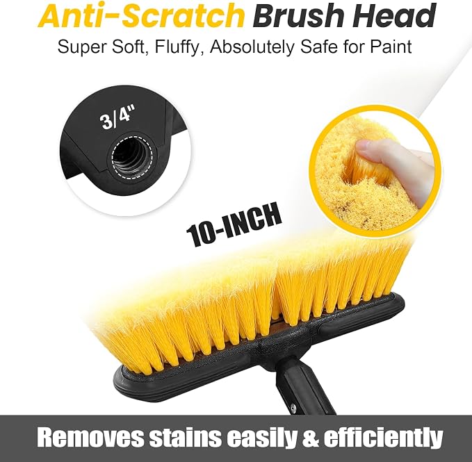 65" Car Wash Brush with Extension Pole, Car Wash 10” Dip Soft Brush, No Scratch - Image 2