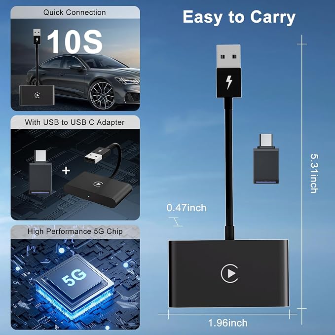 LXJADAP Wireless CarPlay Adapter 2025 Upgrade Wired CarPlay to Wireless - Image 5