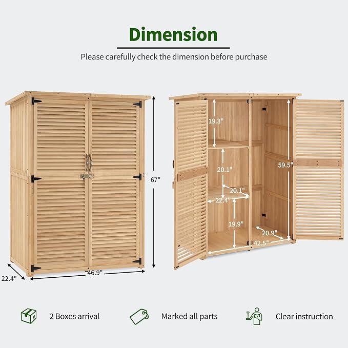 MCombo Outdoor Storage Cabinet, Wooden Storage Shed - Image 3