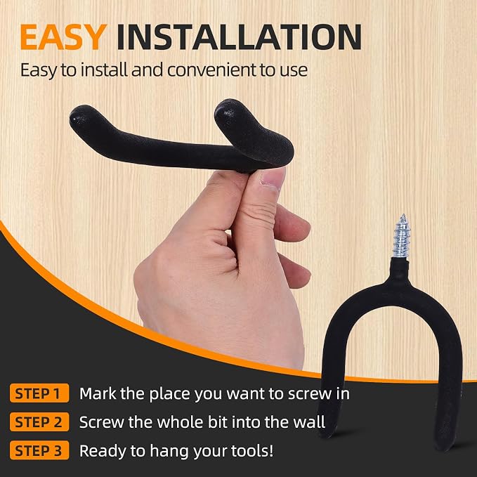 6 Pack Garage Storage System Steel U Hooks - Image 6