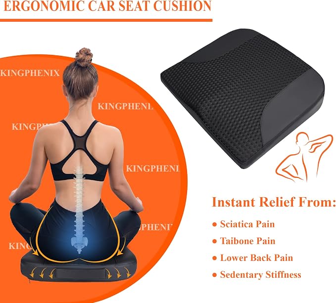 kingphenix Premium Car Seat Cushion, Memory Foam Driver Seat Cushion to Improve - Image 2